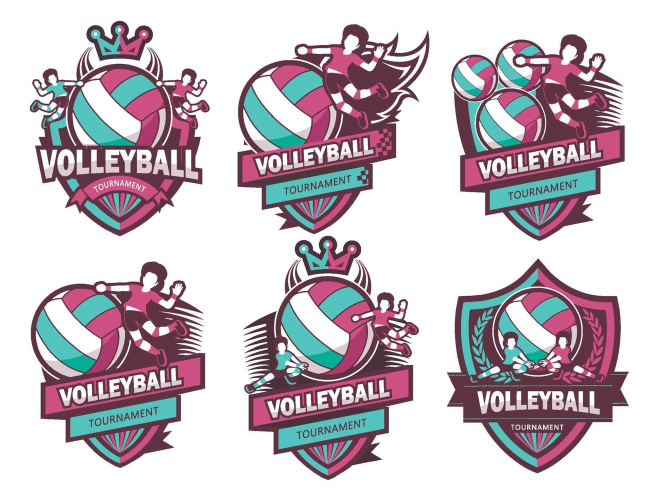 A group of modern Volleyball symbol set vector