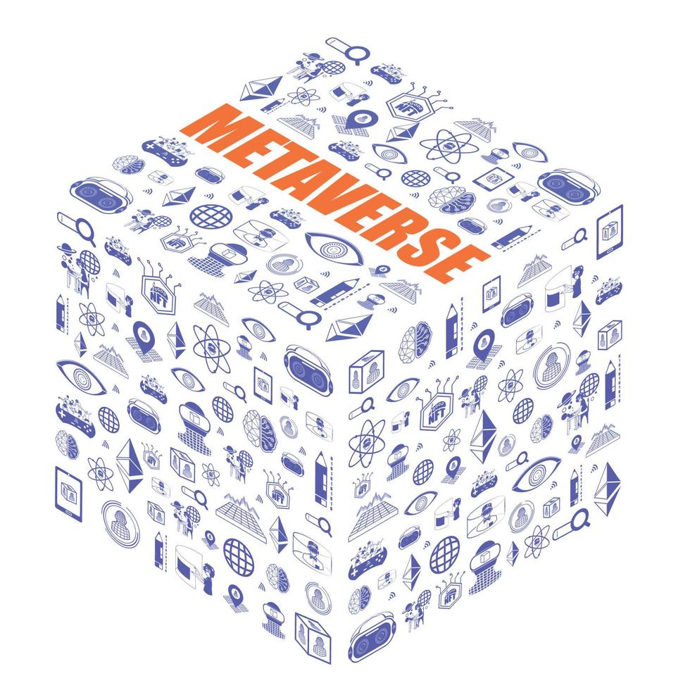 Cube shape of metaverse icons vector