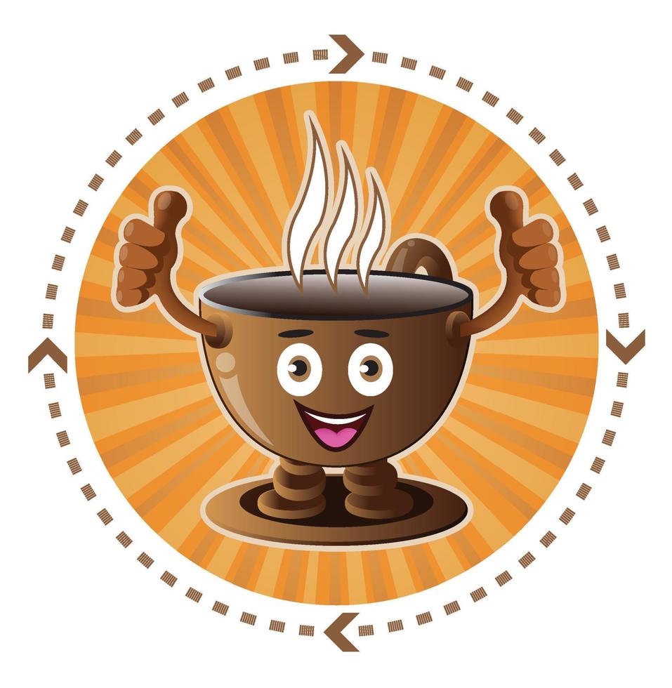 Cartoon smiling coffee cup icon vector