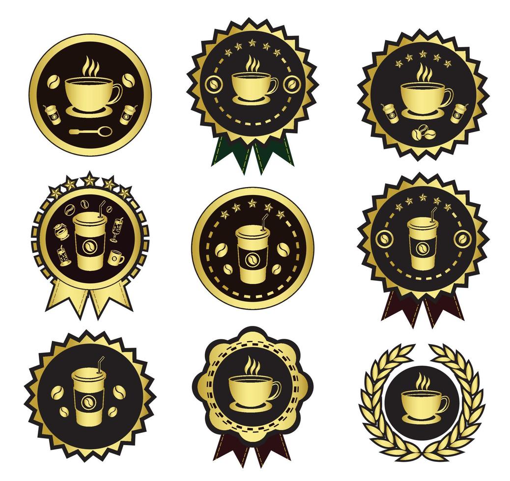 Golden coffee logo set vector