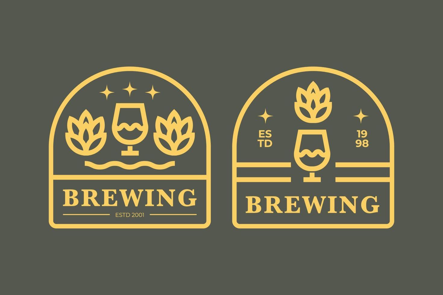 vector de paquete de logotipo de cerveza de elaboración de cerveza monoline