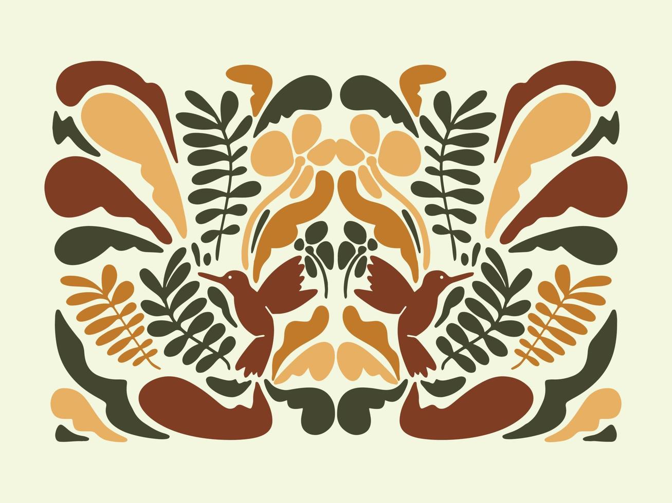 Groovy floral wall decor poster retro vector