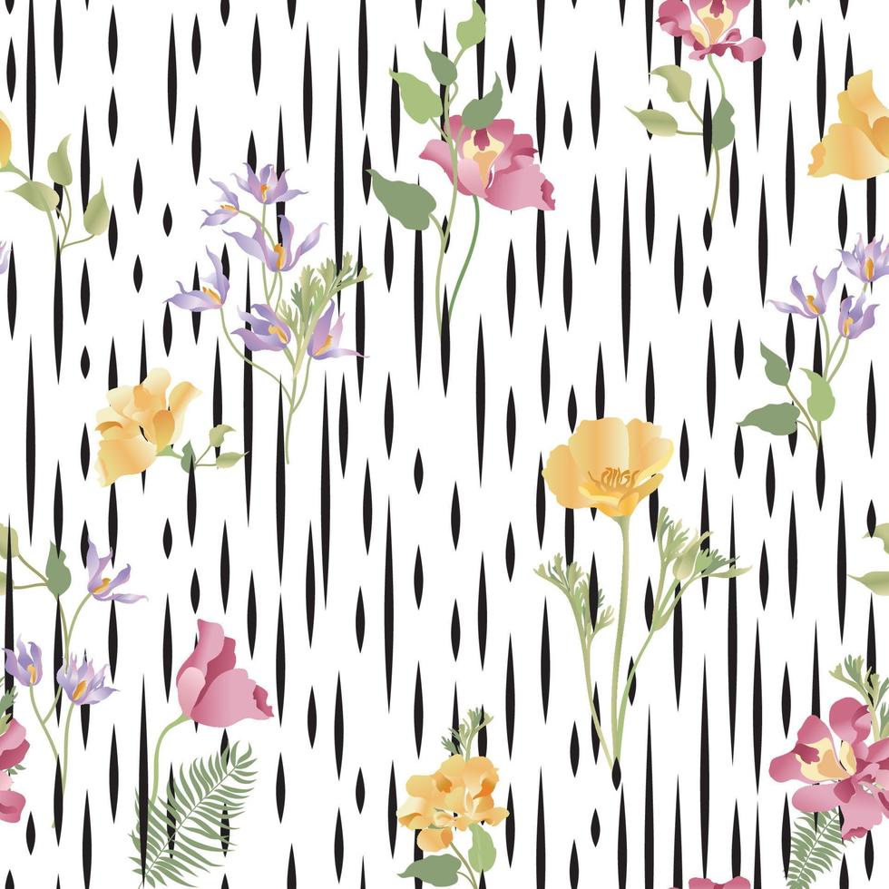 Floral seamless pattern. Flower bouquet background vector