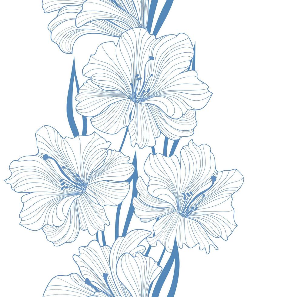 fondo floral. ramo de guirnalda de flores de jardín. patrones sin fisuras florales. fondo de flores. frontera con flores. florecer papel tapiz de azulejos vector