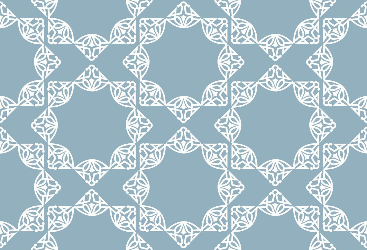 Abstract seamless pattern. Mosaic floral diagonal tile ornamental background. Muslim line ornament in arab orient style vector