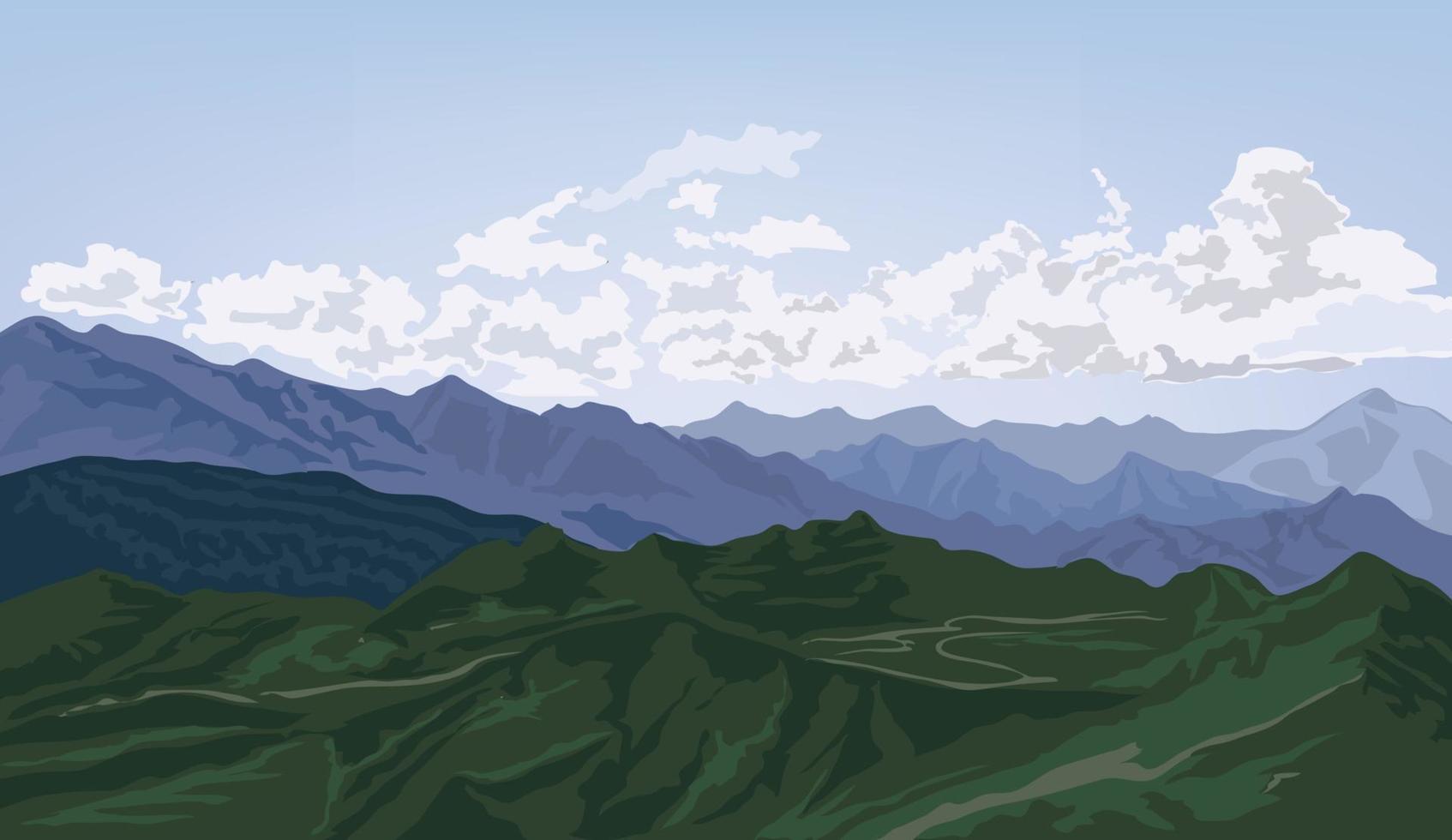 paisaje de montaña y colinas. vector