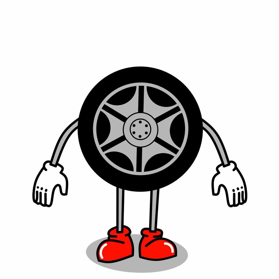 Illustration of tire character. Vector EPS