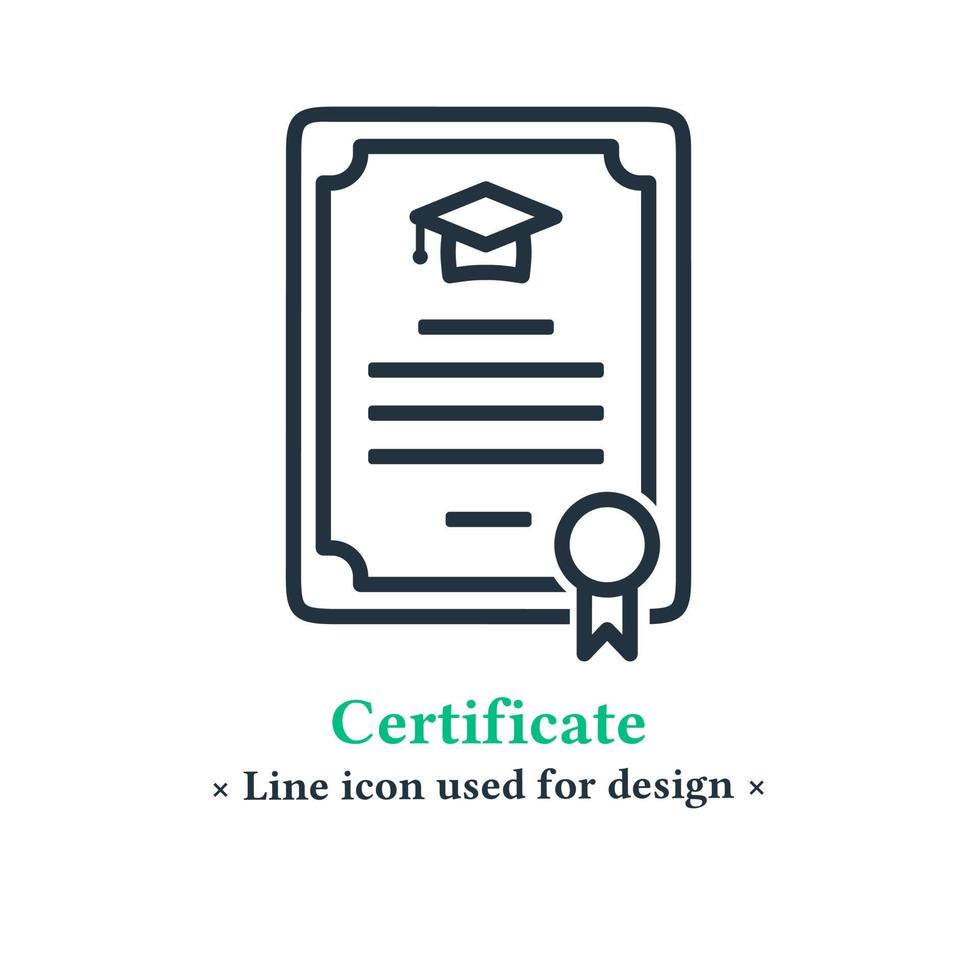 icono de certificado aislado en un fondo blanco. símbolo de logro, premio, educación para aplicaciones web y móviles. signo moderno, icono de línea delgada simple vector