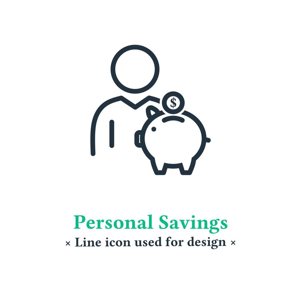 Personal savings icon isolated on white background, savings symbol, piggy bank for web and mobile applications. vector
