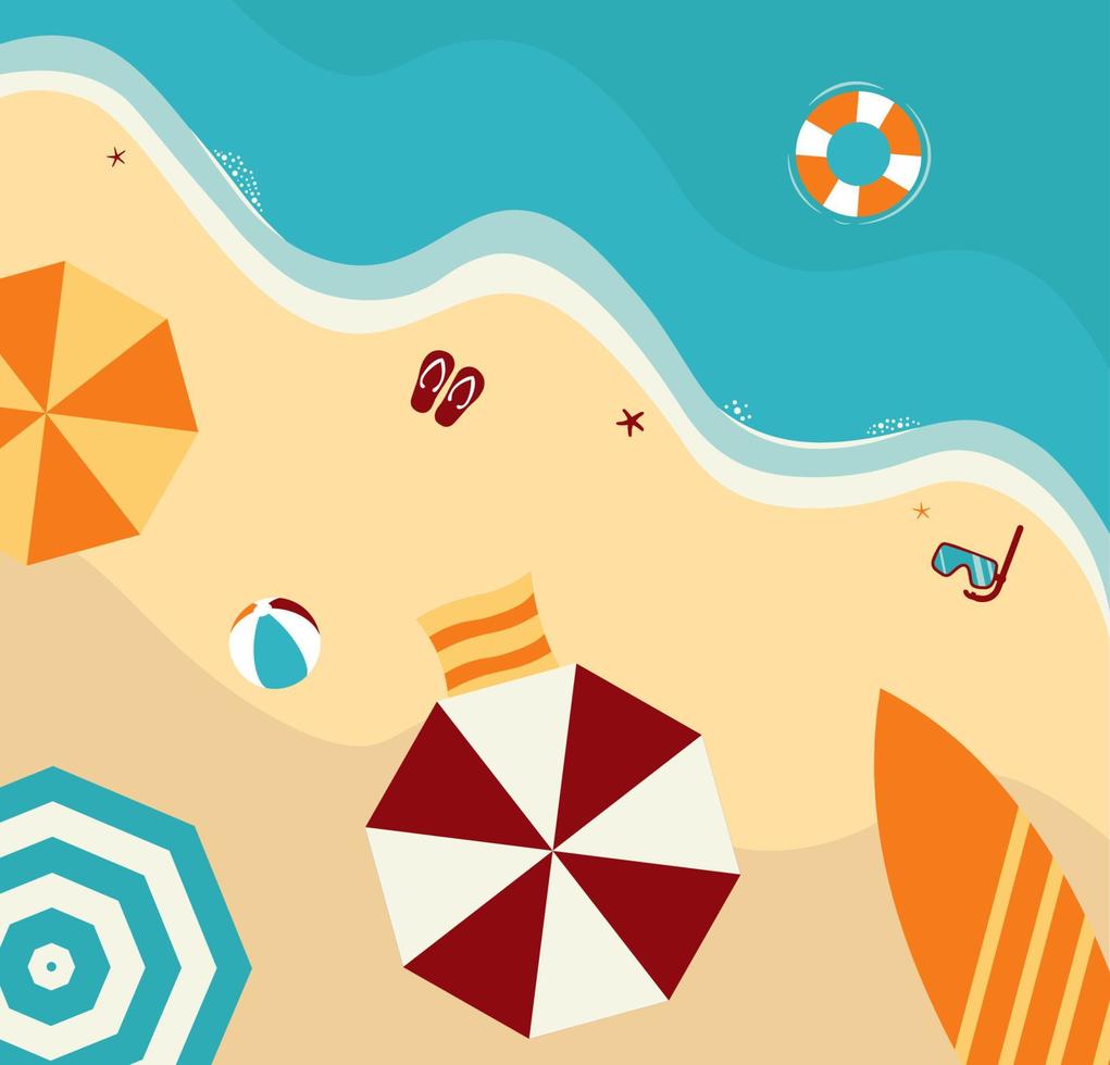 mar paisaje playa vector ilustración en estilo plano