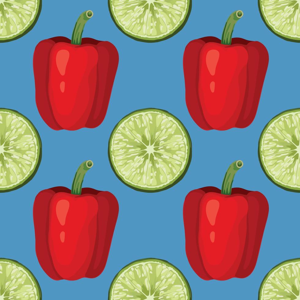 hand draw red pepper vegetable seamless pattern vector