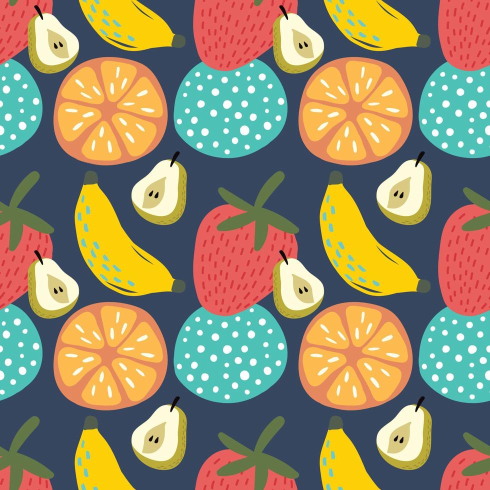 cute mixed fruits colourful pattern design vector