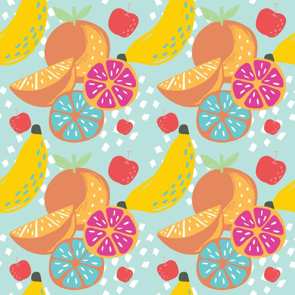 colourful mixed fruits seamless pattern vector