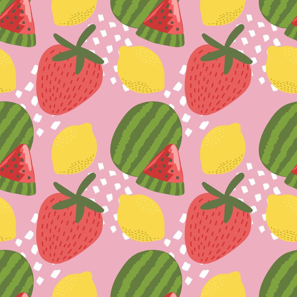 mixed fruits colourful pattern design vector