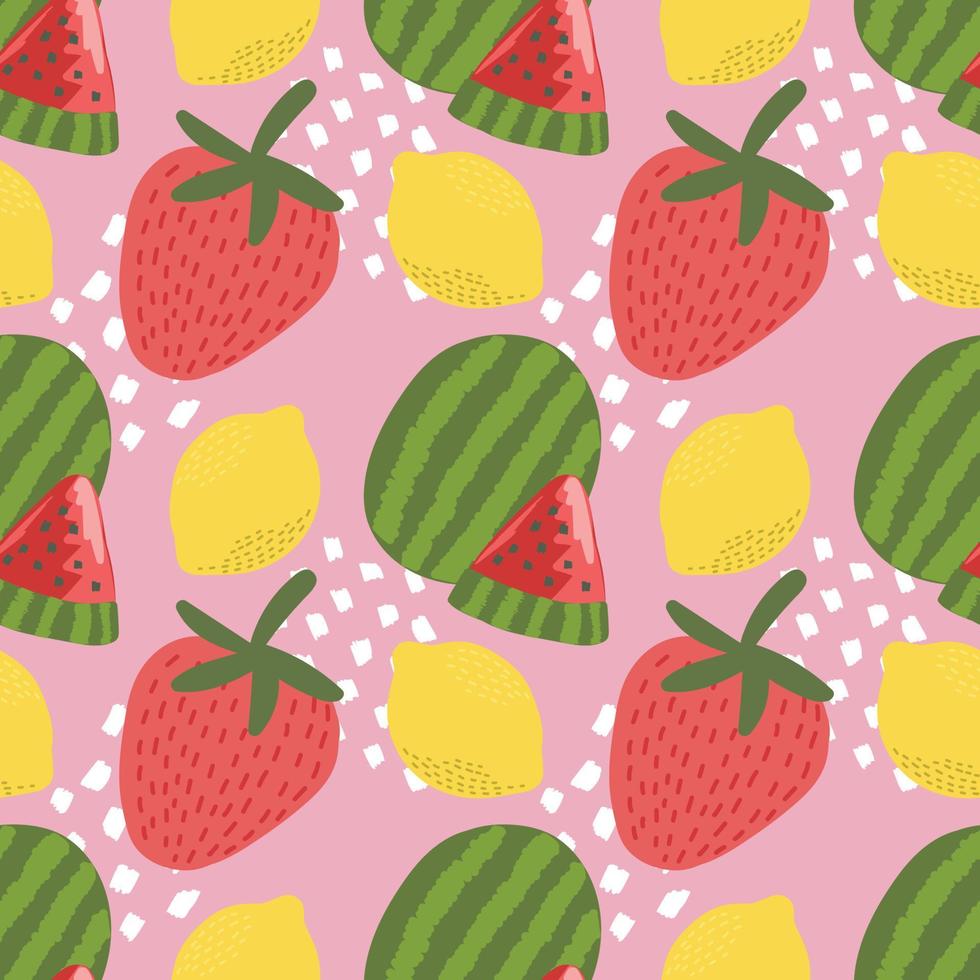 mixed fruits colourful pattern design vector