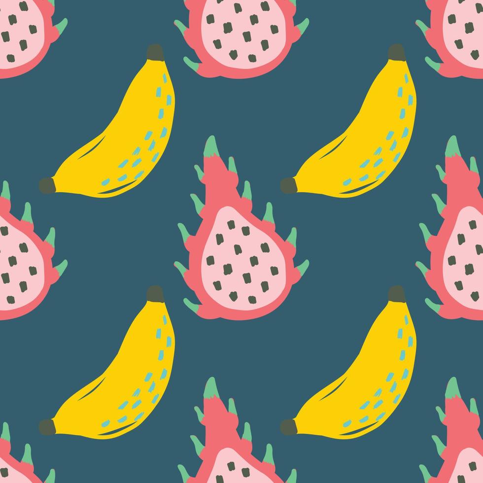 cute banana and mixed fruits background vector