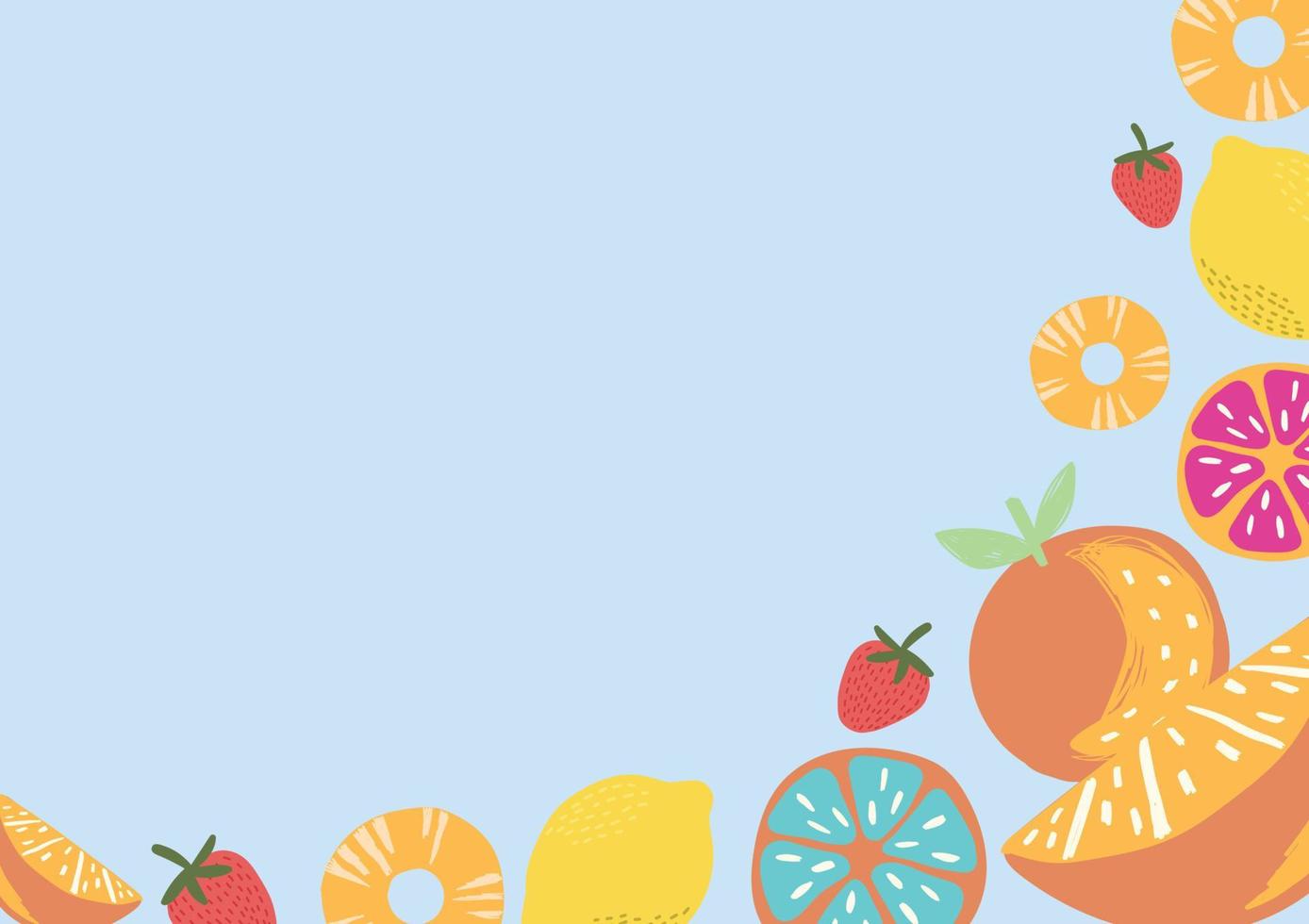 mezclar frutas y verduras frescas vector de fondo