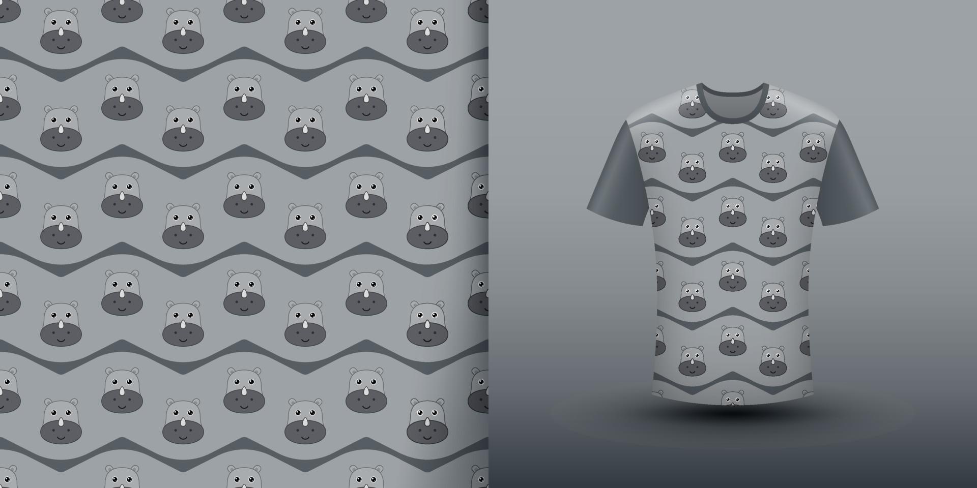 Rhinoceros seamless pattern with shirt vector