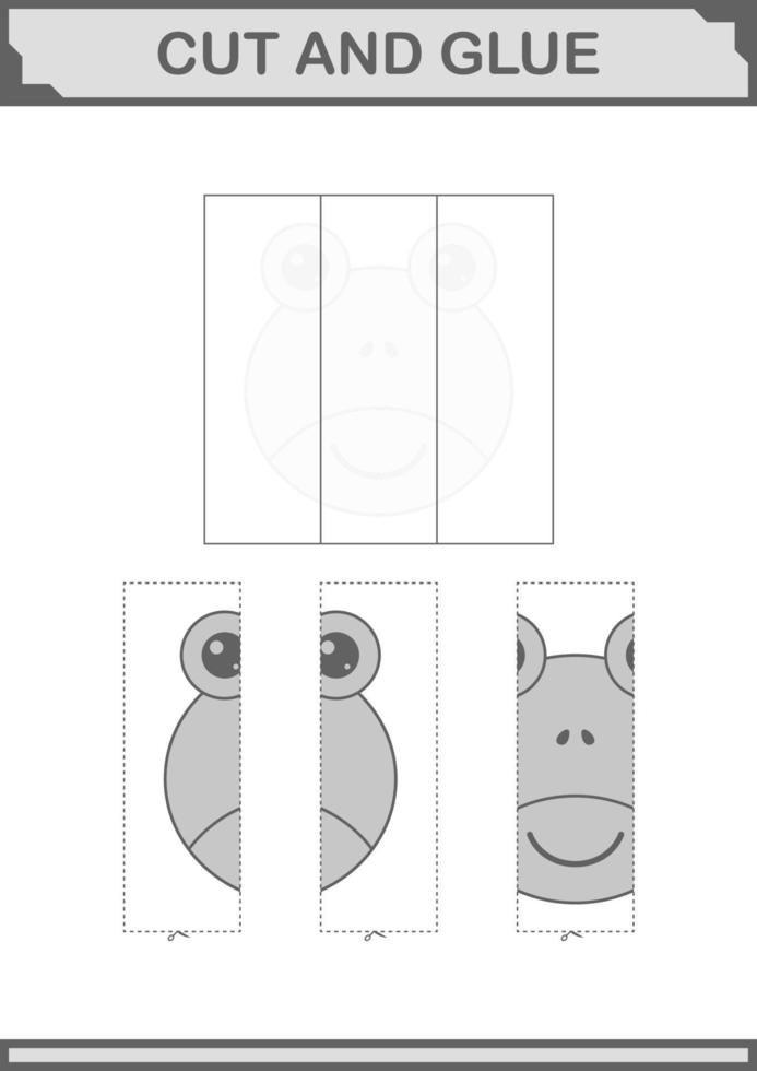 Cut and glue Frog face. Worksheet for kids vector