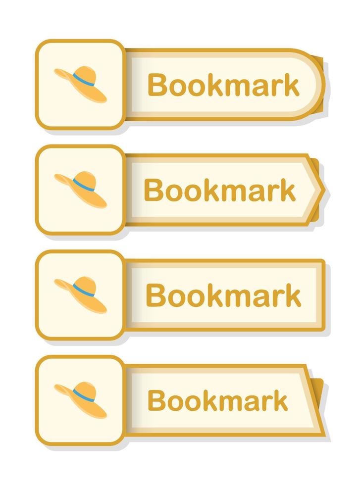 Set of colored bookmarks with Women Hat vector
