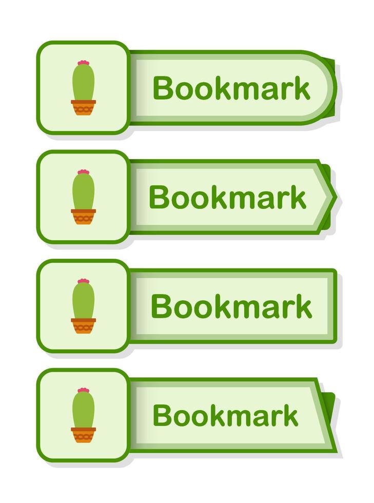 Set of colored bookmarks with Cactus vector