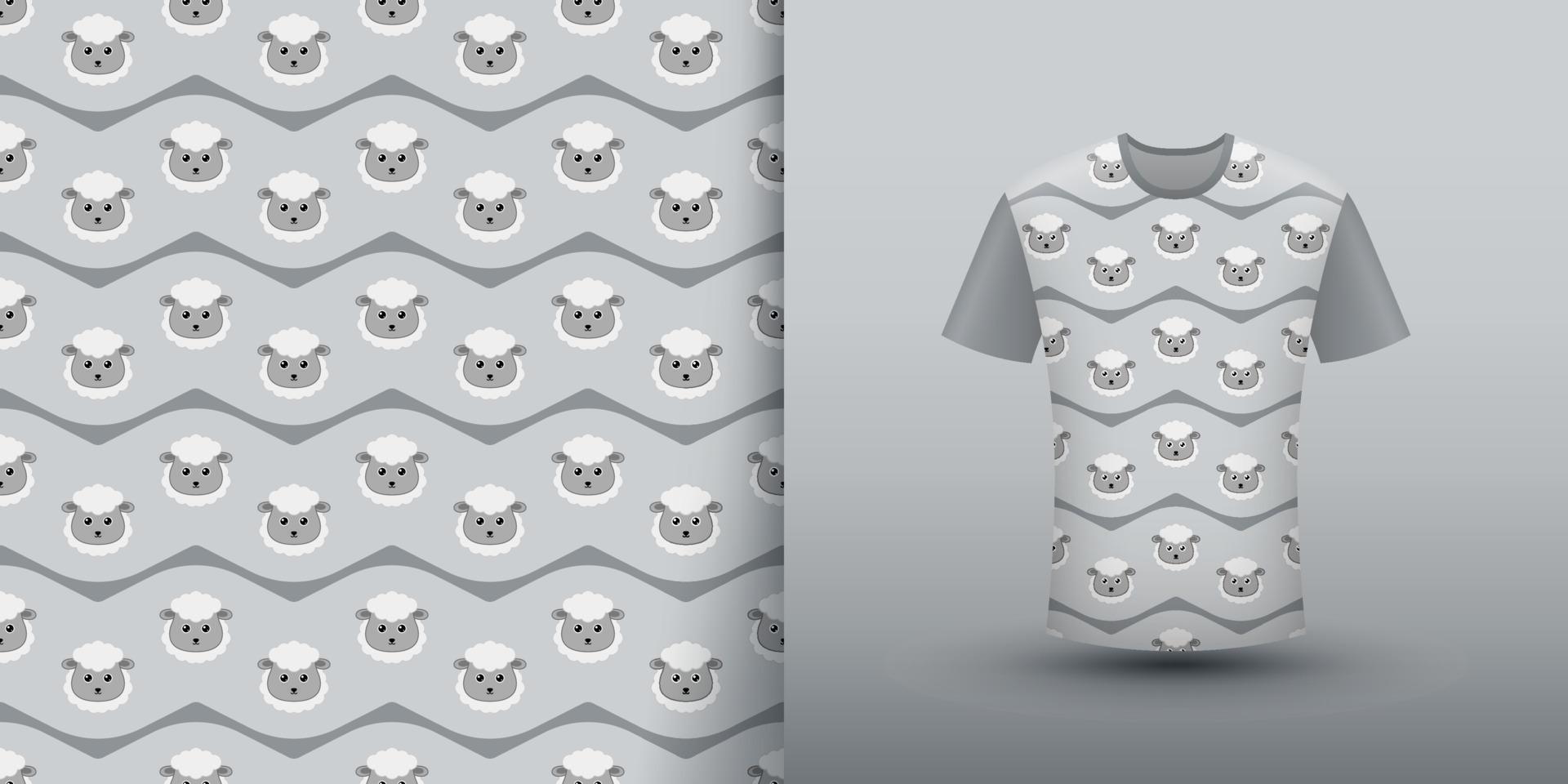 Sheep seamless pattern with shirt vector