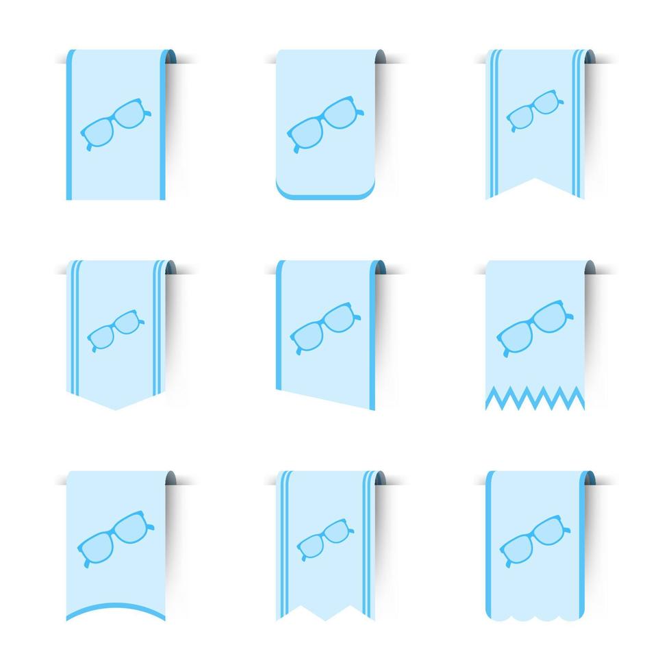Set of colored bookmarks with Glasses vector