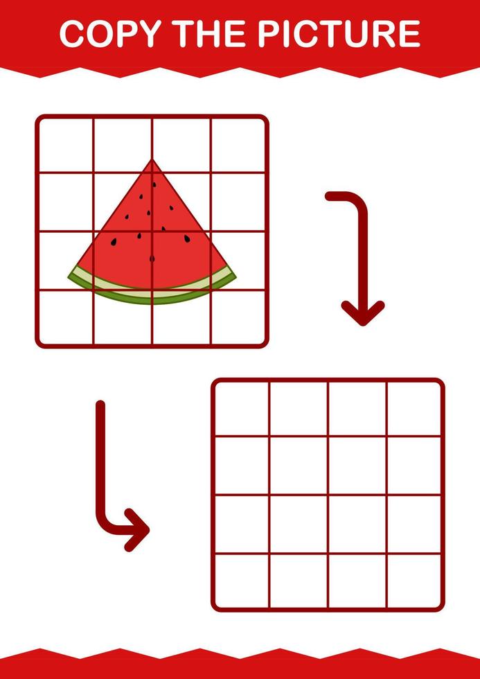 Copy the picture with Watermelon. Worksheet for kids vector