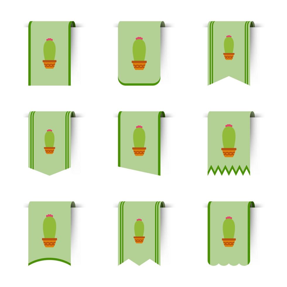 Set of colored bookmarks with Cactus vector