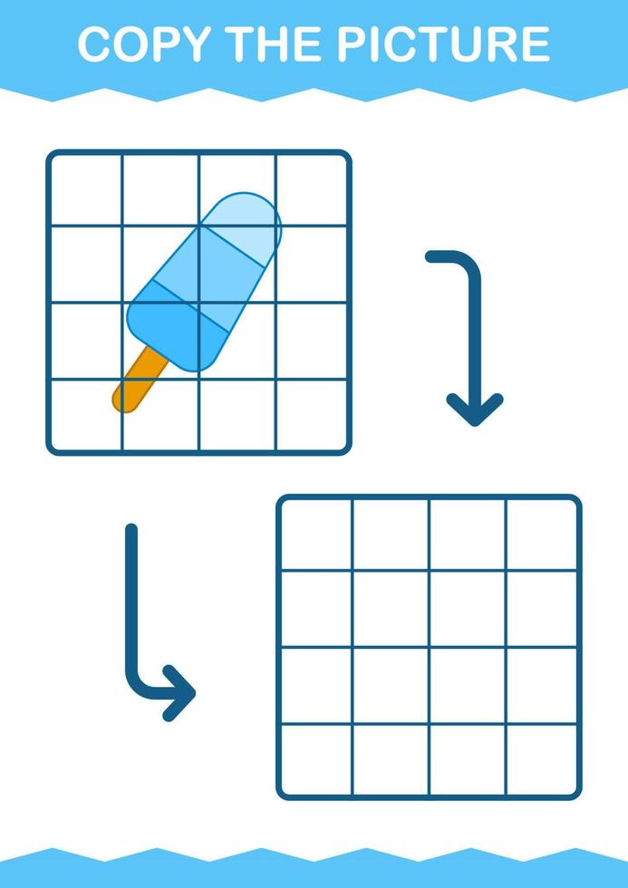 Copy the picture with Ice Cream. Worksheet for kids vector