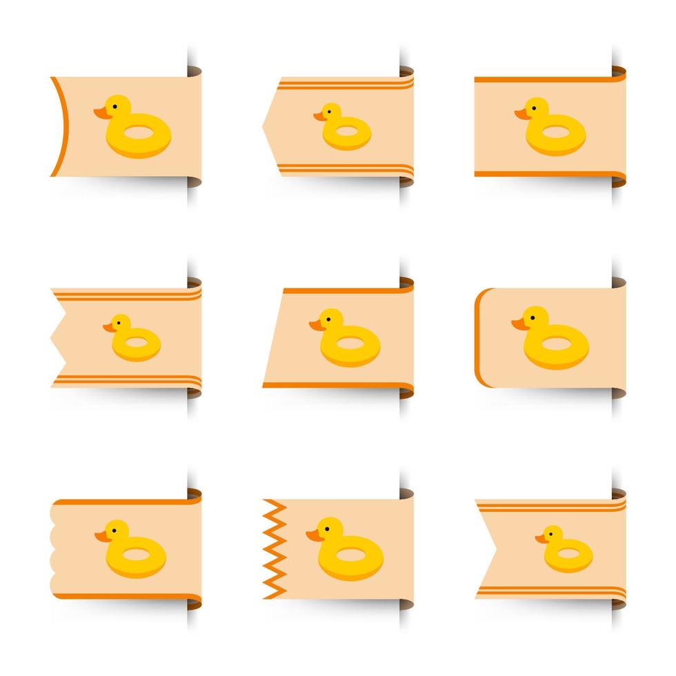 Set of colored bookmarks with Inflatable Duck vector