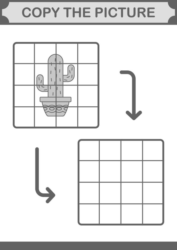 copia la imagen con cactus. hoja de trabajo para niños vector