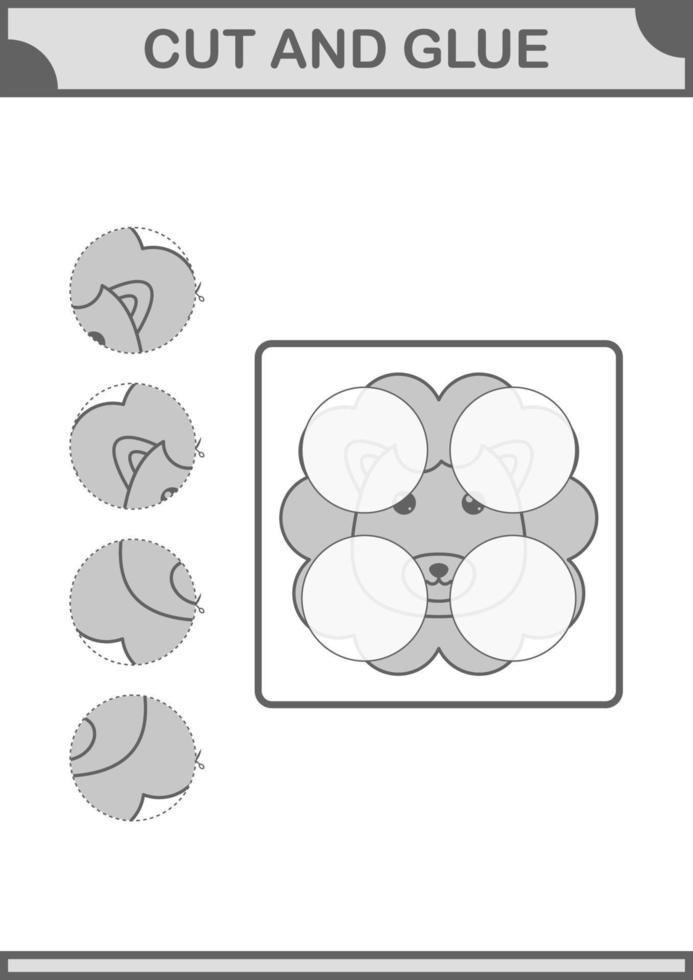 Cut and glue Lion face. Worksheet for kids vector