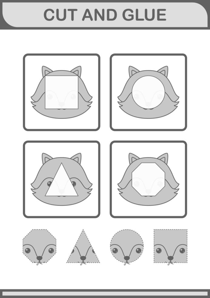 Cut and glue Fox face. Worksheet for kids vector