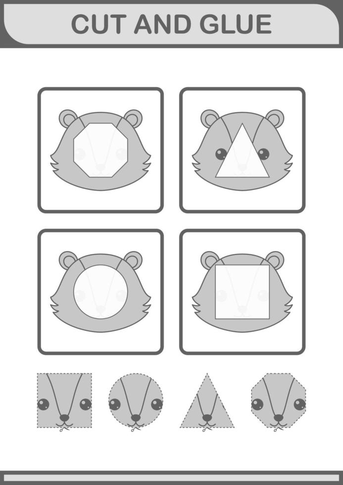 Cortar y pegar cara de mofeta. hoja de trabajo para niños vector