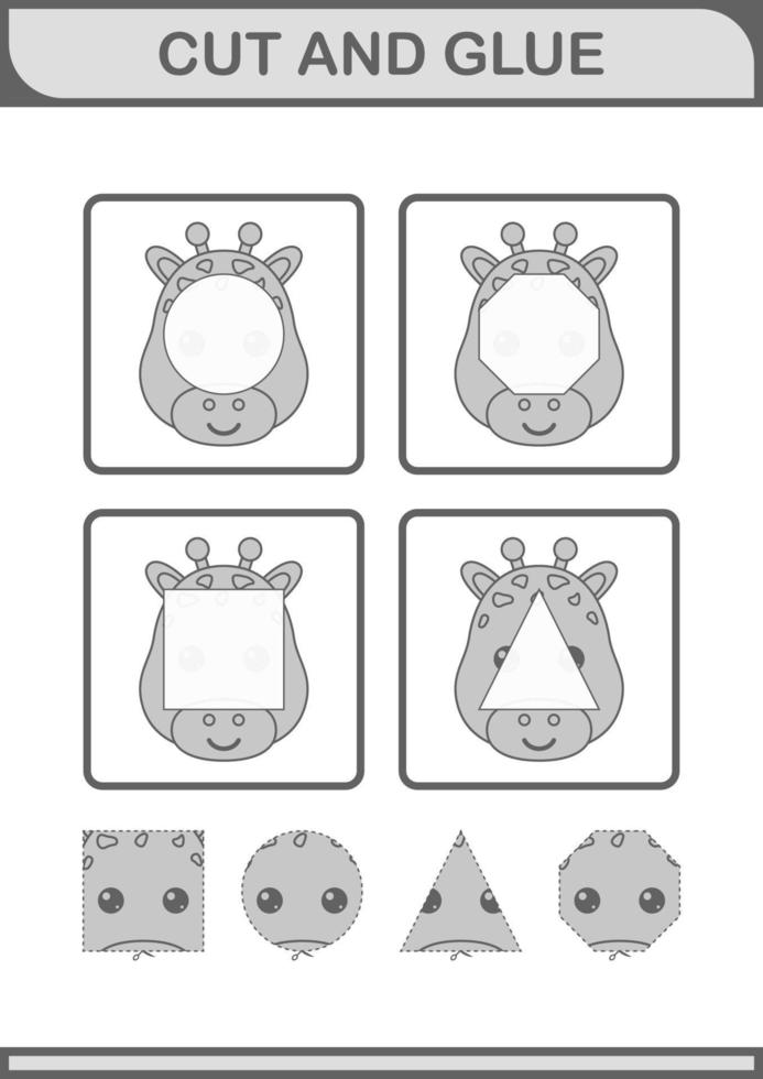 Cut and glue Giraffe face. Worksheet for kids vector