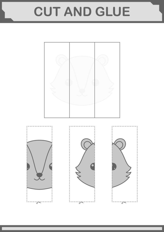 Cut and glue Skunk face. Worksheet for kids vector