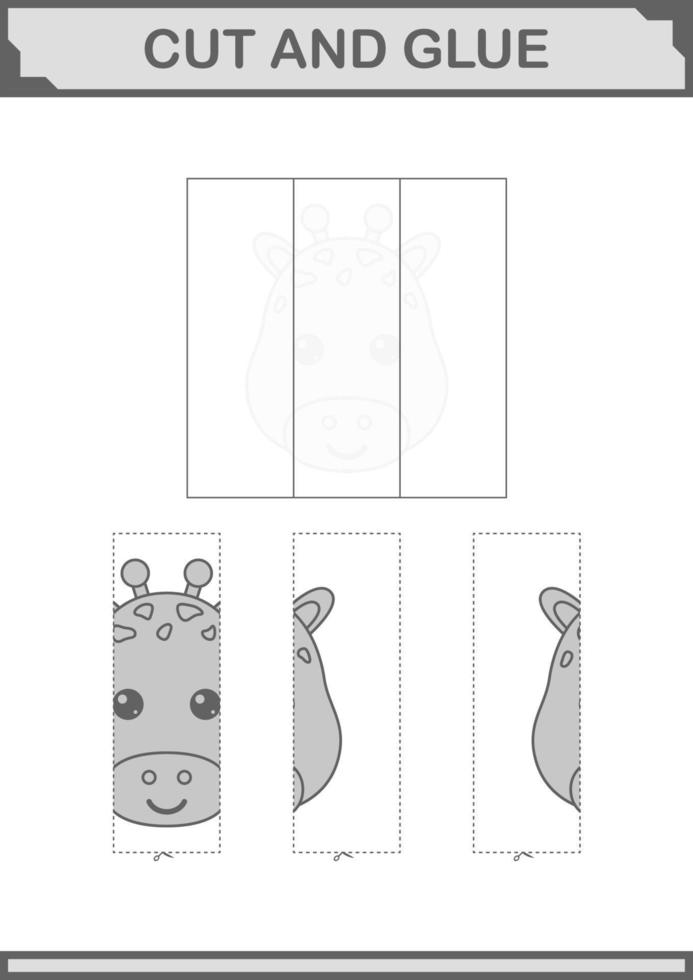 Cut and glue Giraffe face. Worksheet for kids vector