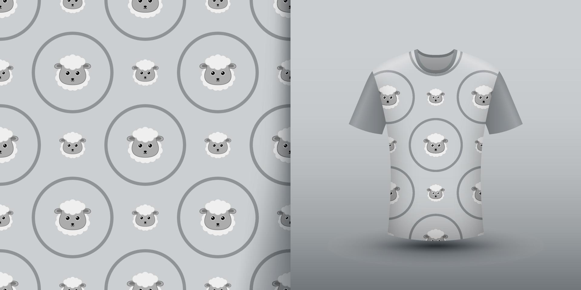 Sheep seamless pattern with shirt vector