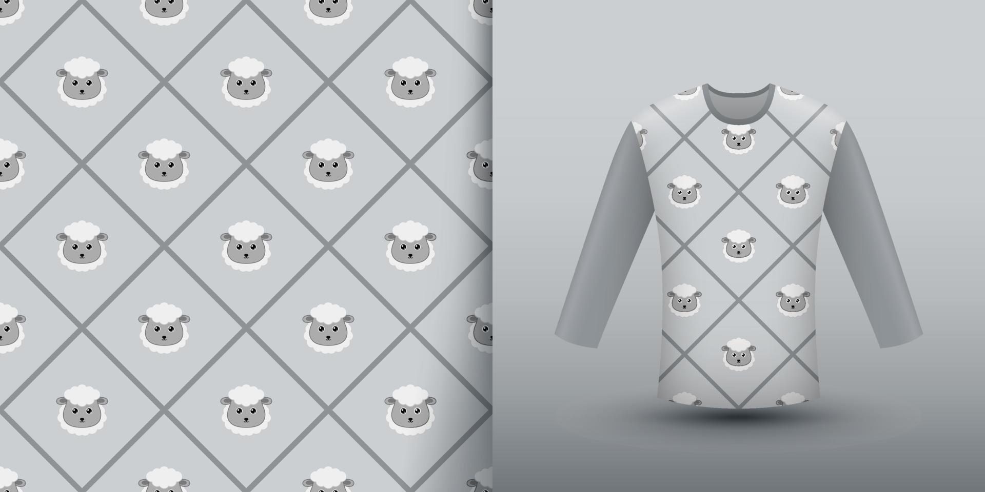 Sheep seamless pattern with shirt vector