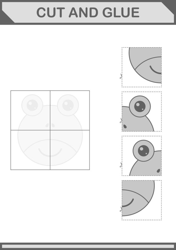 Cut and glue Frog face. Worksheet for kids vector