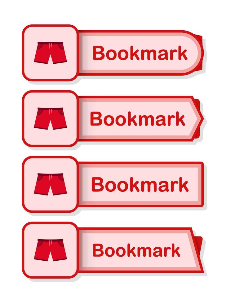 Set of colored bookmarks with Shorts vector