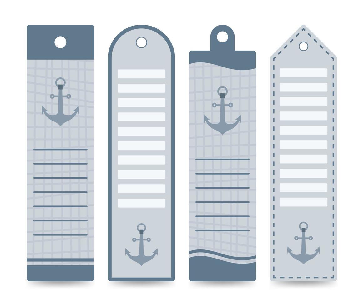 Set of colored bookmarks with Anchor vector