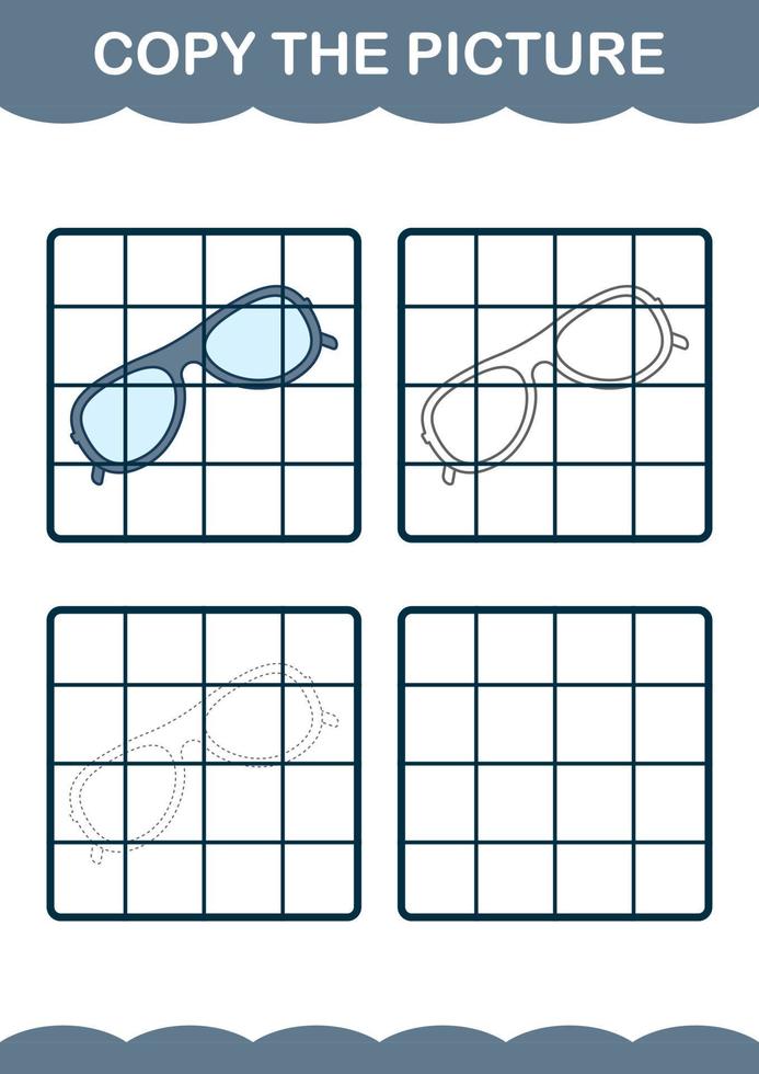 Copy the picture with Glasses. Worksheet for kids vector
