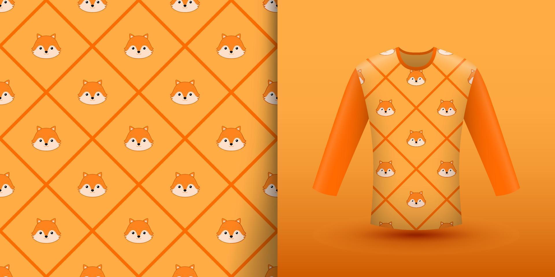 Fox seamless pattern with shirt vector