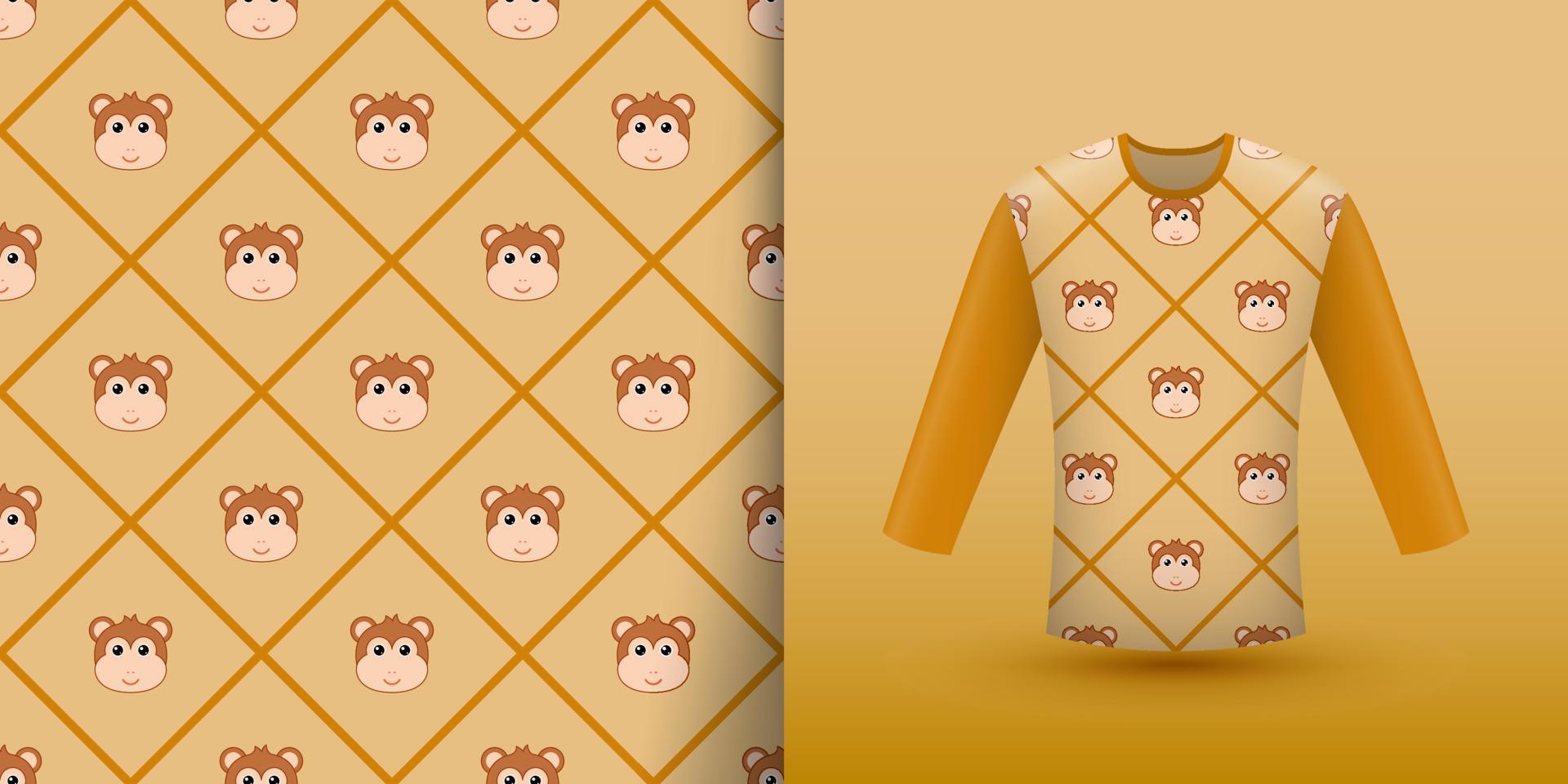 Monkey seamless pattern with shirt vector