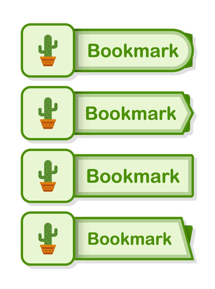 Set of colored bookmarks with Cactus vector