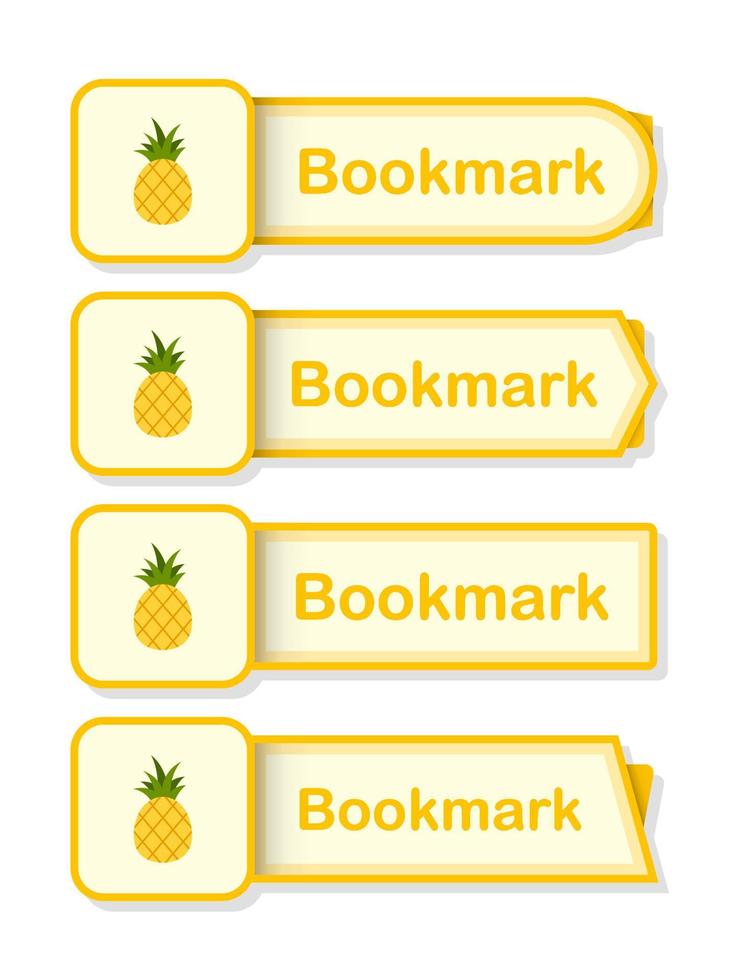 Set of colored bookmarks with Pineapple vector