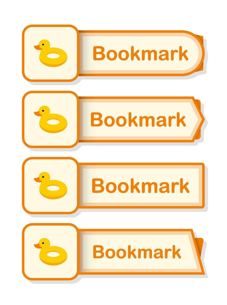 Set of colored bookmarks with Inflatable Duck vector