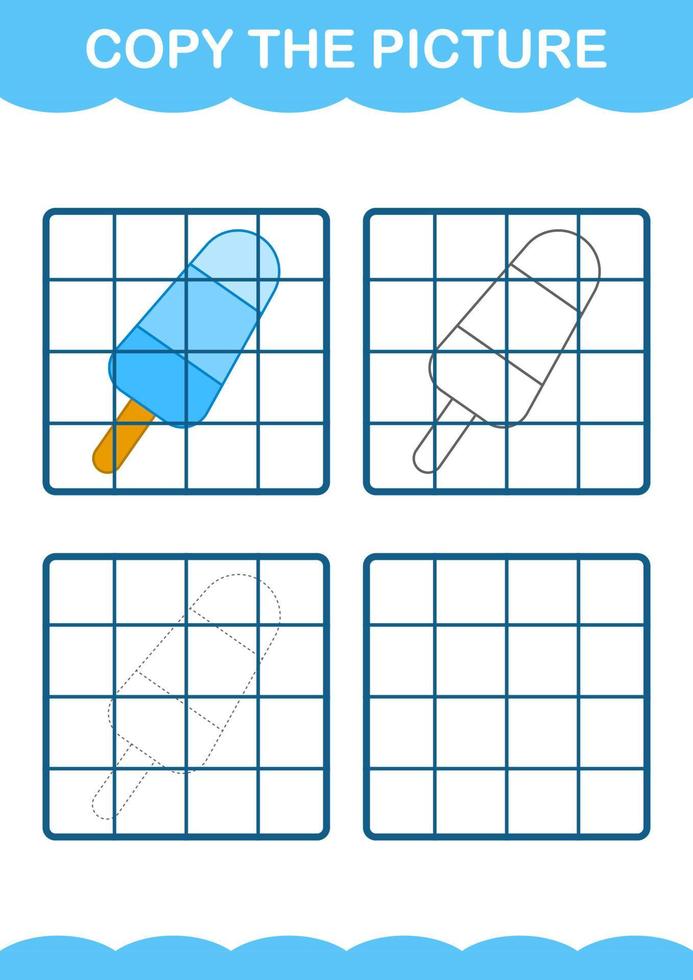 Copy the picture with Ice Cream. Worksheet for kids vector